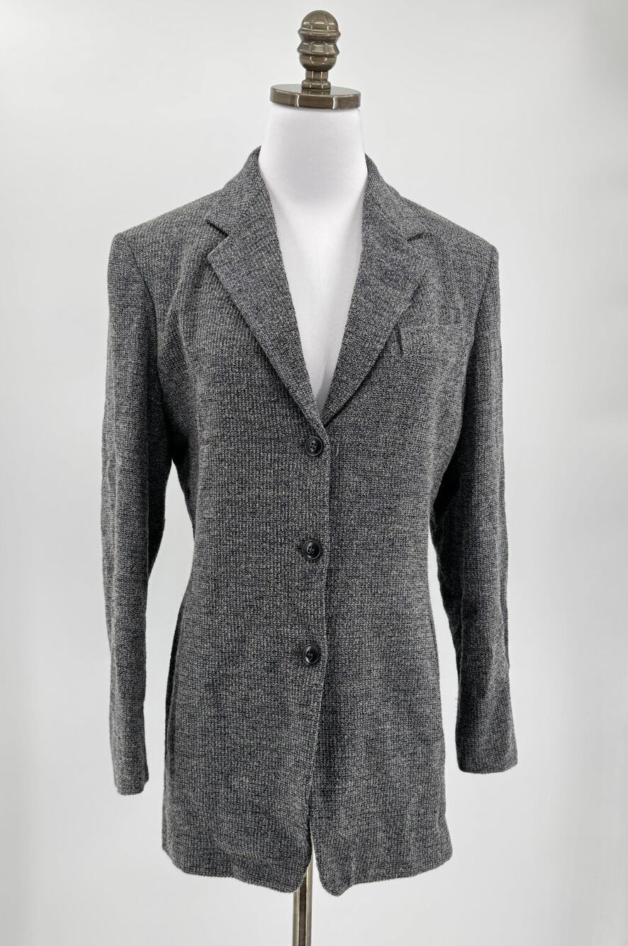 Max Mara Womens Gray Wool Blend Collared Long Sleeve Blazer Jacket Sz US 8